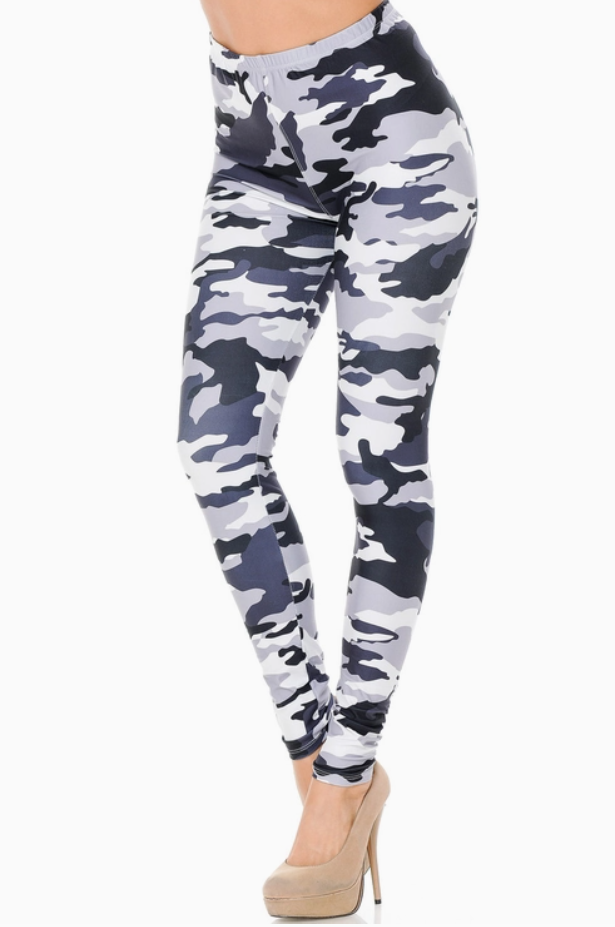 Creamy Soft Black and White Camouflage Leggings