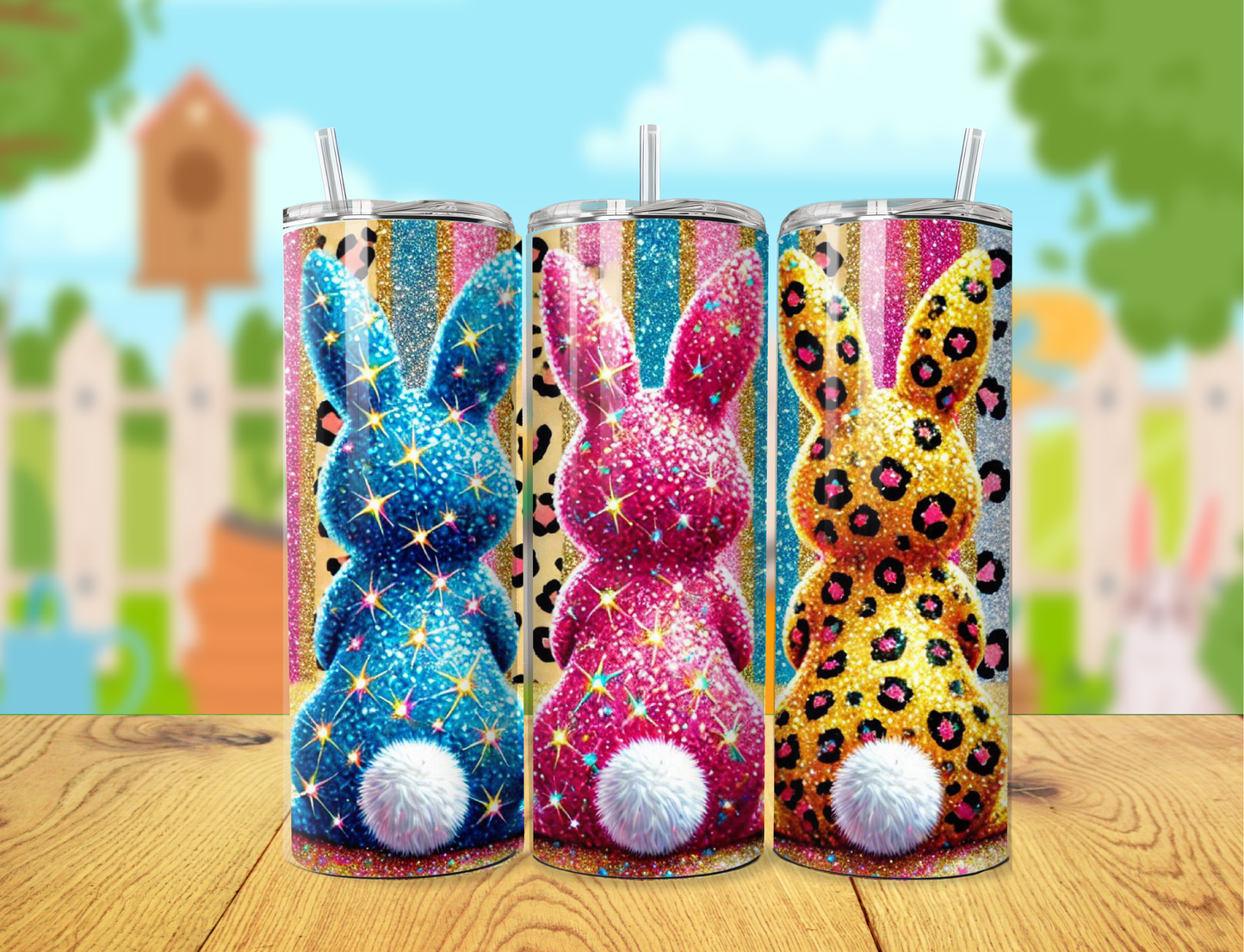 Glitter Leopard Bunnies Tumbler