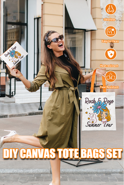 Sublimated Canvas Tote Bag with Matching Makeup Bag Duo