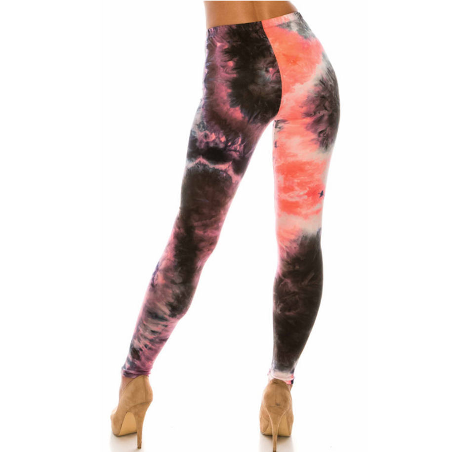 Buttery Smooth Coral Tie Dye Regular and High Wasted Leggings