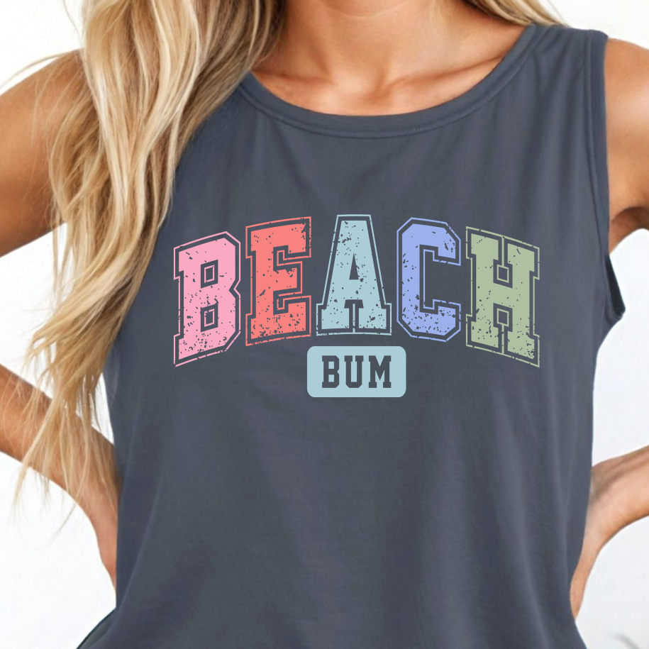 Beach Bum Collegiate Shirt - Screenprinted SUM2