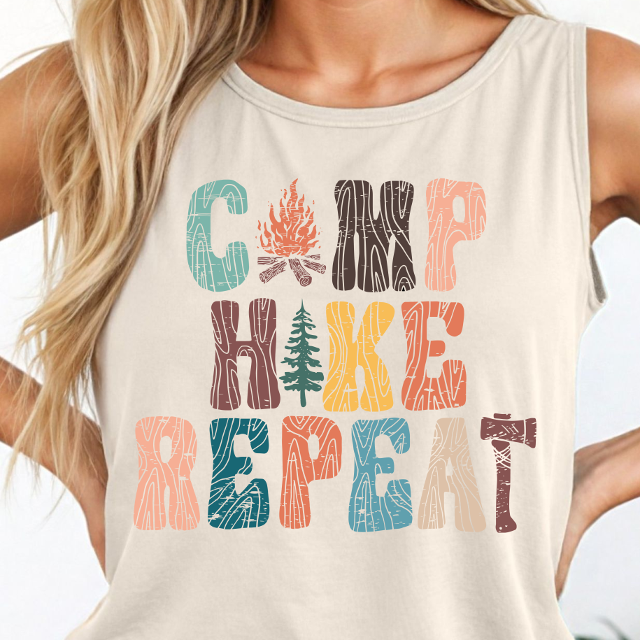 Camp Hike Repeat Shirt - Screenprinted SUM6