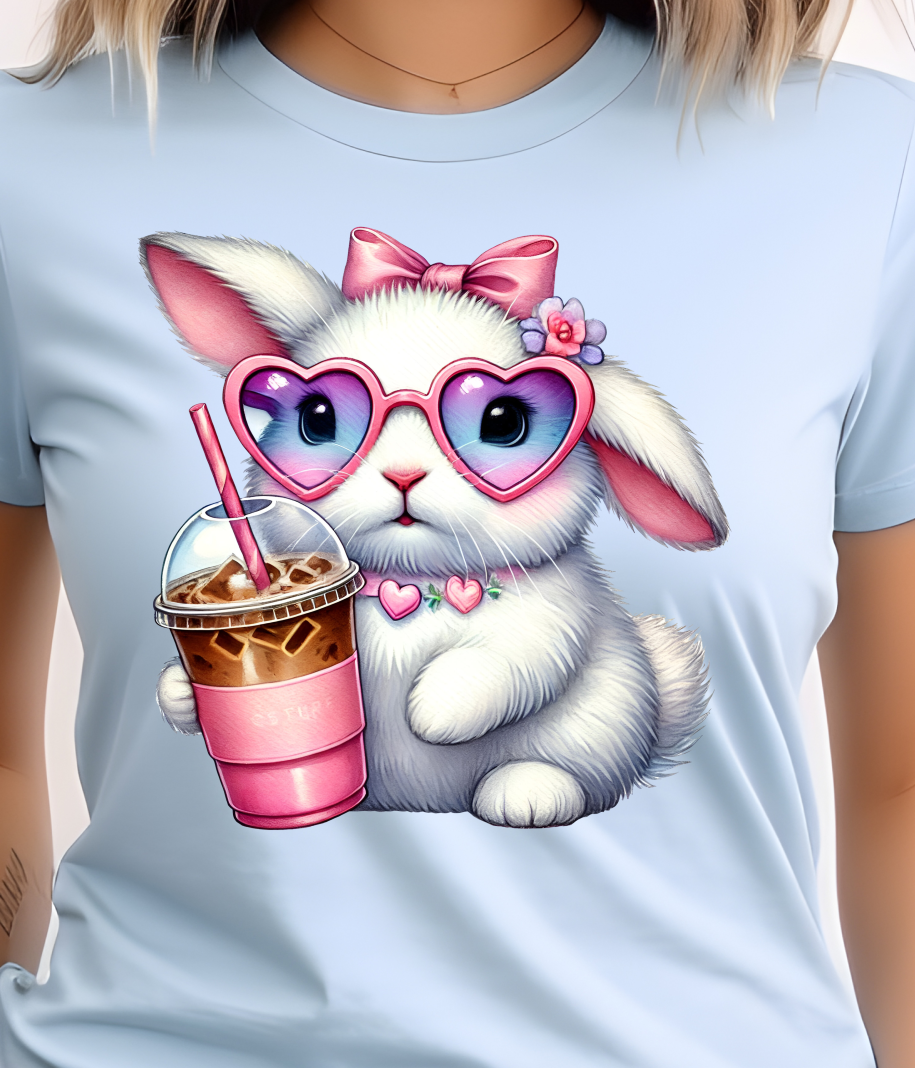 Coffee Bunny Shirt E32 - Screenprinted