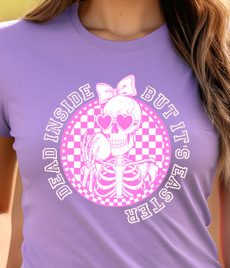 Dead Inside Easter Pink Shirt E45 - Screenprinted
