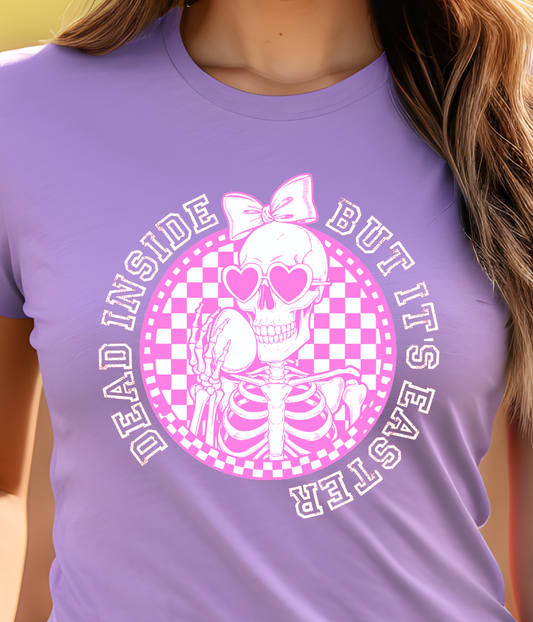 Dead Inside Easter Pink Shirt E45 - Screenprinted
