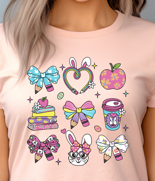 Easter Teacher Collage Shirt E42 - Screenprinted