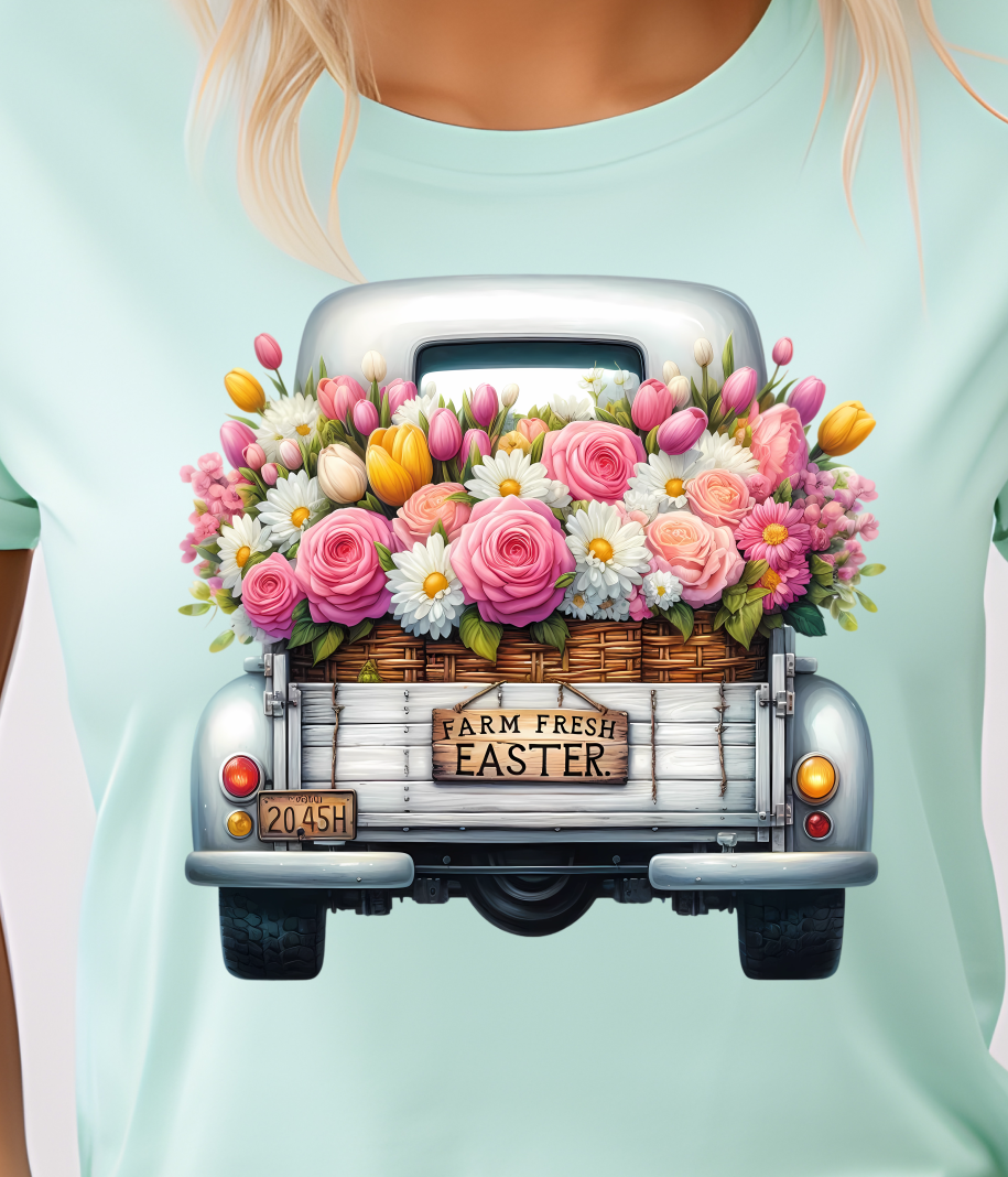 Farm Fresh Easter Truck Shirt E13 - Screenprinted