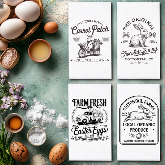 Farmhouse Easter Black/White Towels/Towel Set - Sublimation