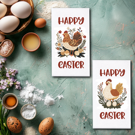 Farmhouse Easter Hens Towels/Towel Set - Sublimation