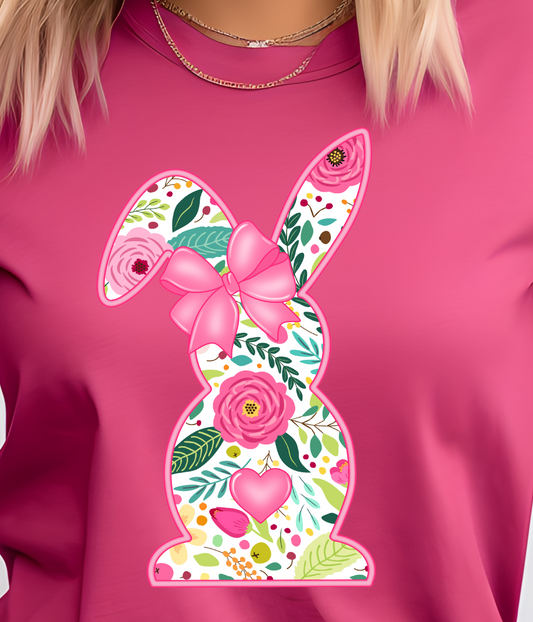 Floral Print Bunny Pink Shirt E40P - Screenprinted