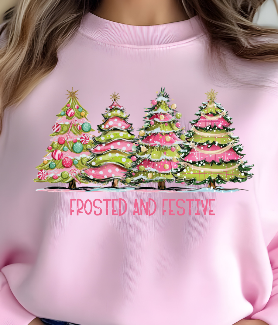 Christmas Frosted Festive Trees Shirt - Screenprinted