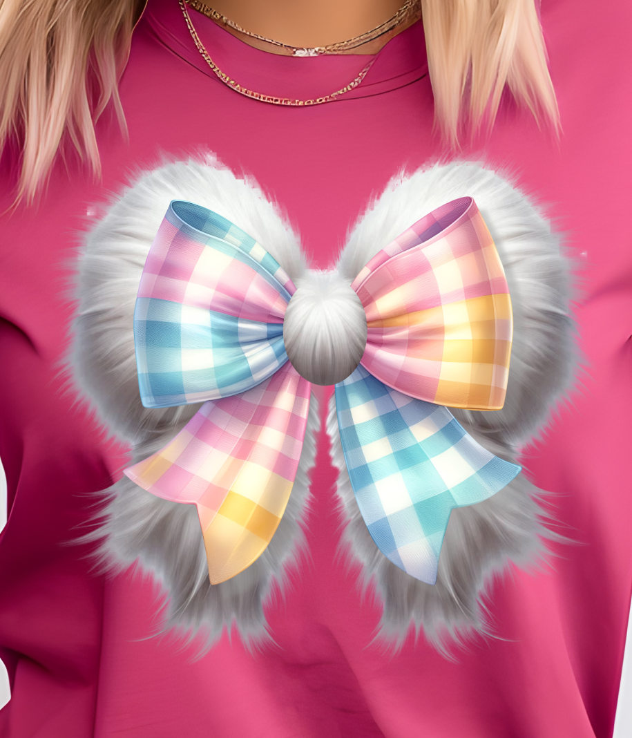 Bunny Tail Coquette Bow Shirt E14 - Screenprinted