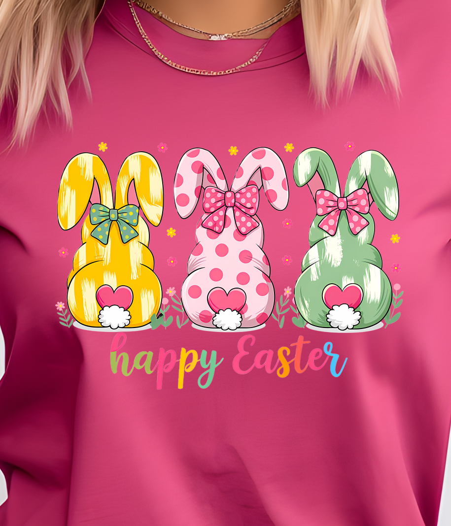 Happy Easter Bunny Trio Shirt E35 - Screenprinted