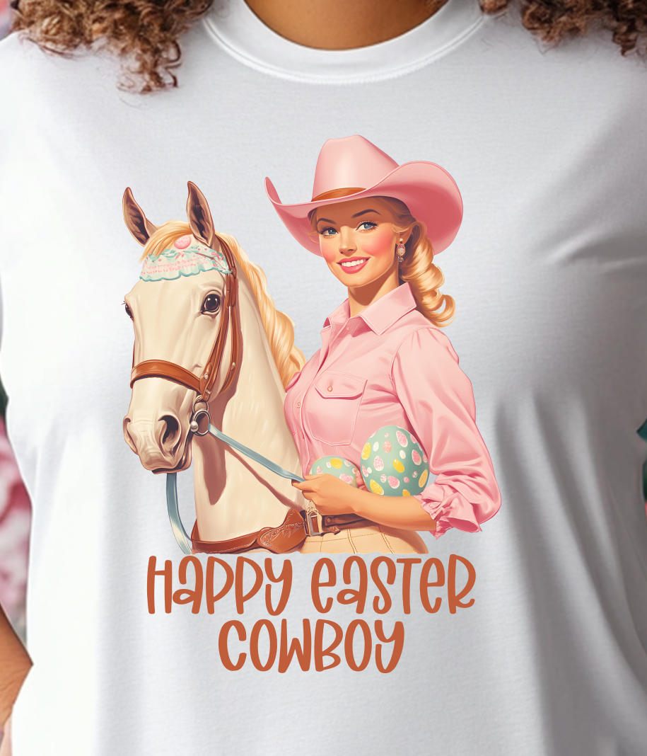 Happy Easter Cowboy Shirt E26 - Screenprinted