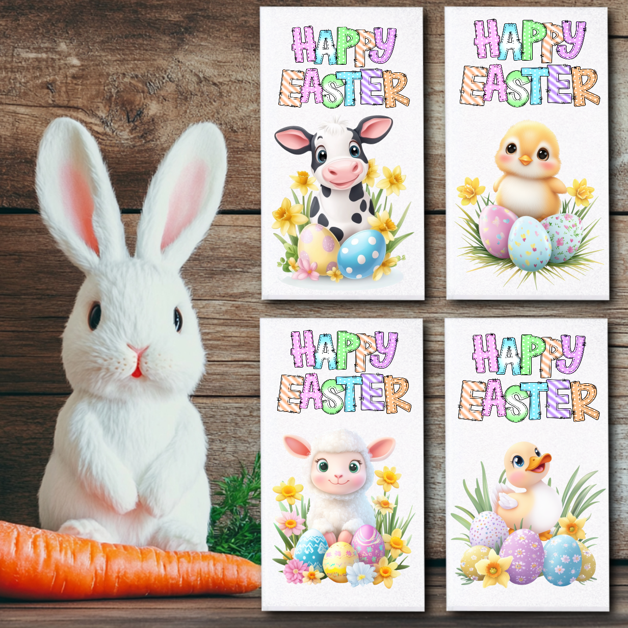Happy Easter Doodle Animals Towels/Towel Set - Sublimation