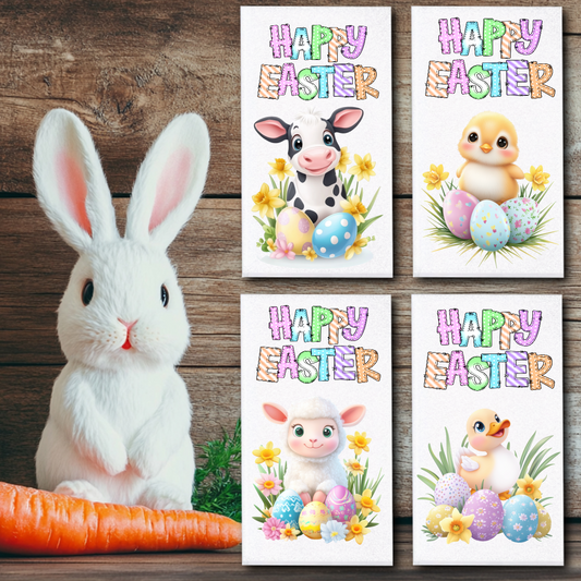 Happy Easter Doodle Animals Towels/Towel Set - Sublimation