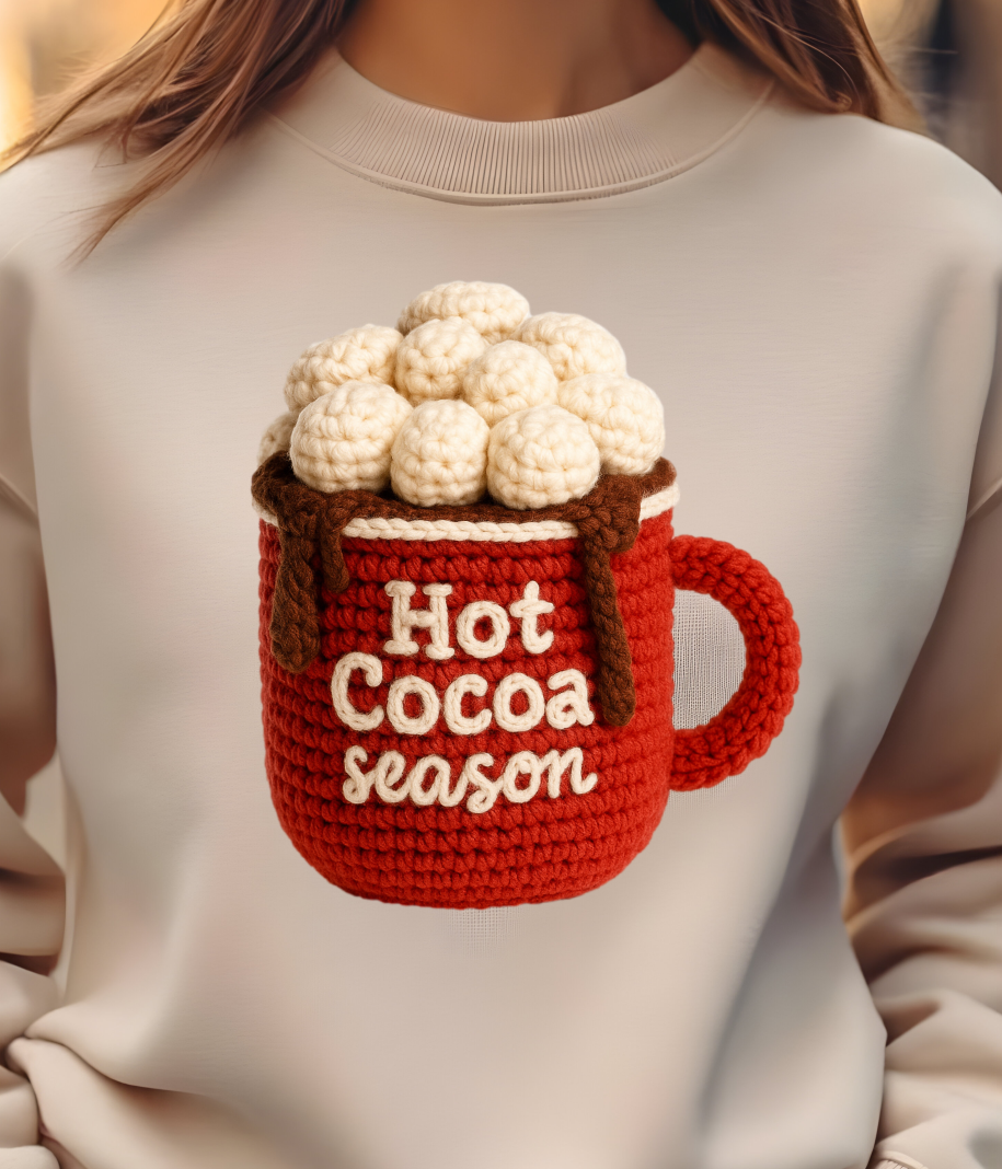 Hot Cocoa Season Yarn Mug Shirt - Screenprinted