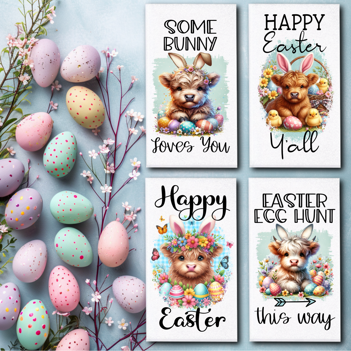 Easter Hyland Cow Towels/Towel Set - Sublimation