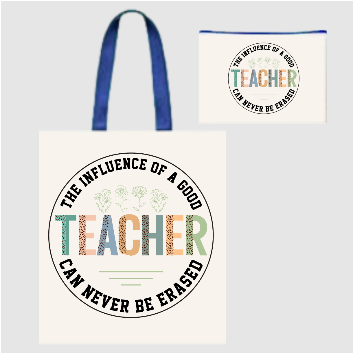 Sublimated Canvas Tote Bag with Matching Makeup Bag Duo