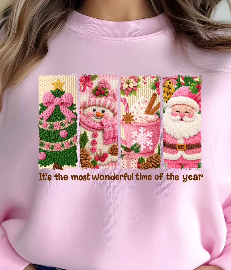 Pink Most Wonderful Time Collage Shirt - Screenprinted
