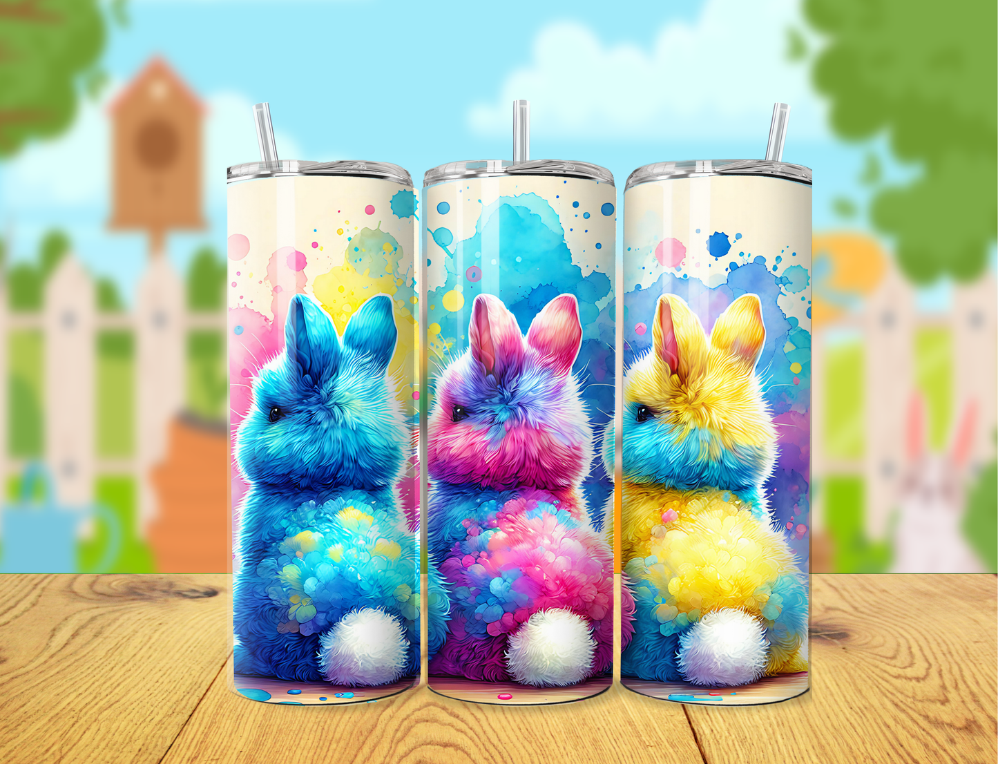 Paint Splat Bunny Trio Tumbler