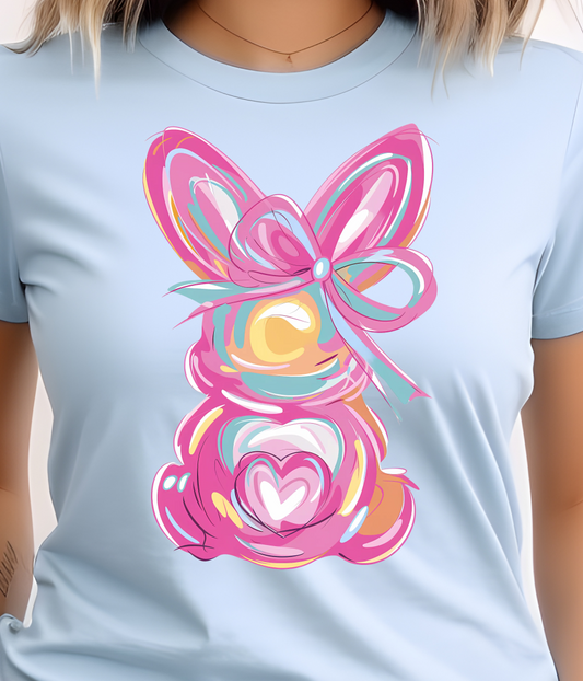 Paint Swirl Bunny Shirt E41 - Screenprinted