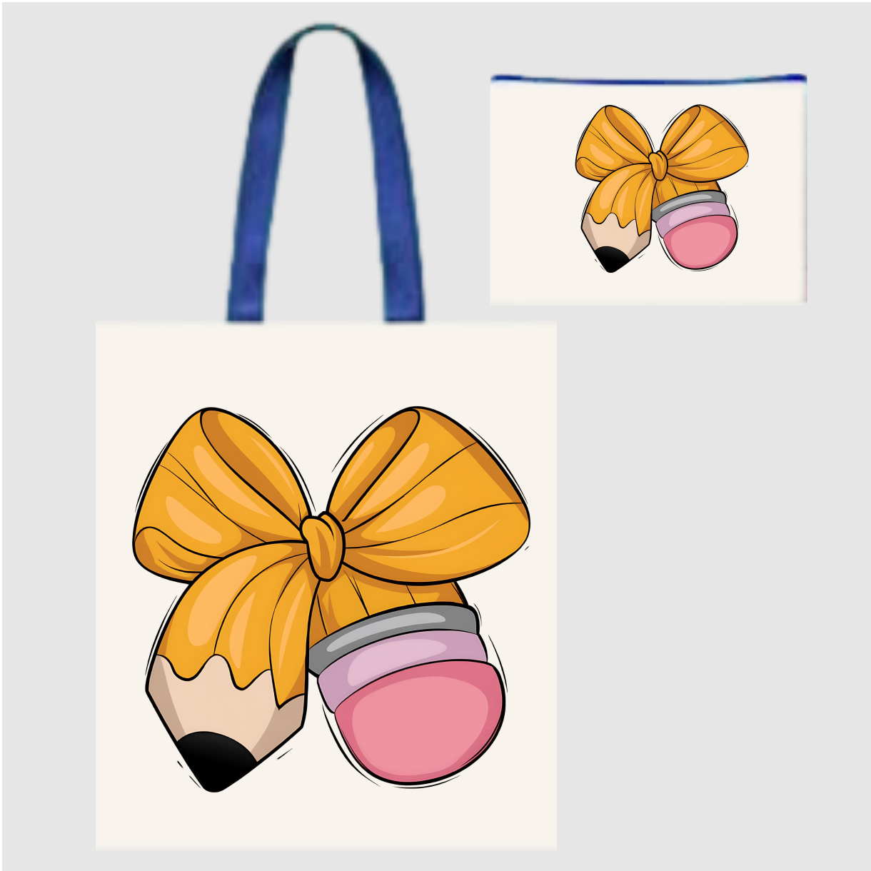 Sublimated Canvas Tote Bag with Matching Makeup Bag Duo