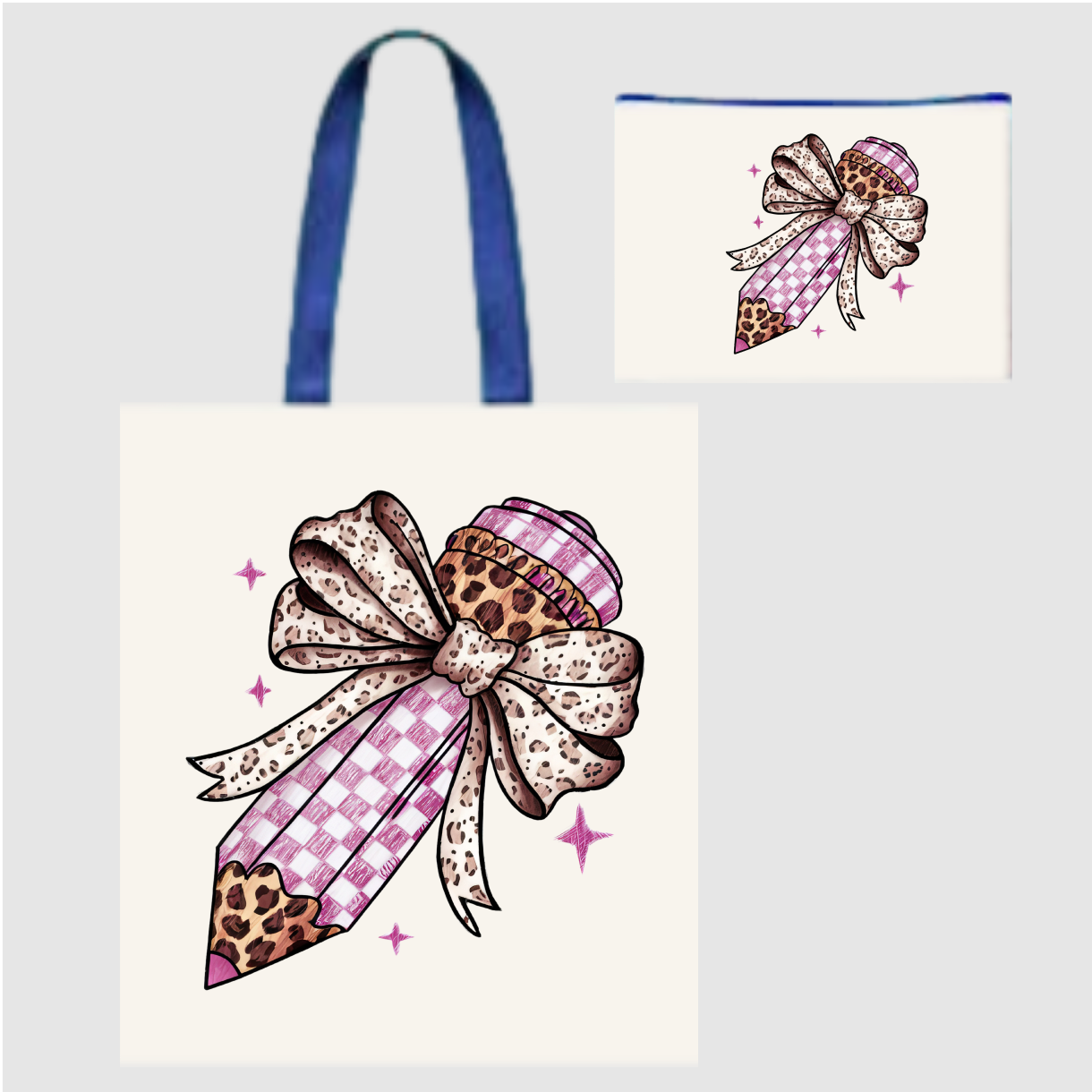 Sublimated Canvas Tote Bag with Matching Makeup Bag Duo