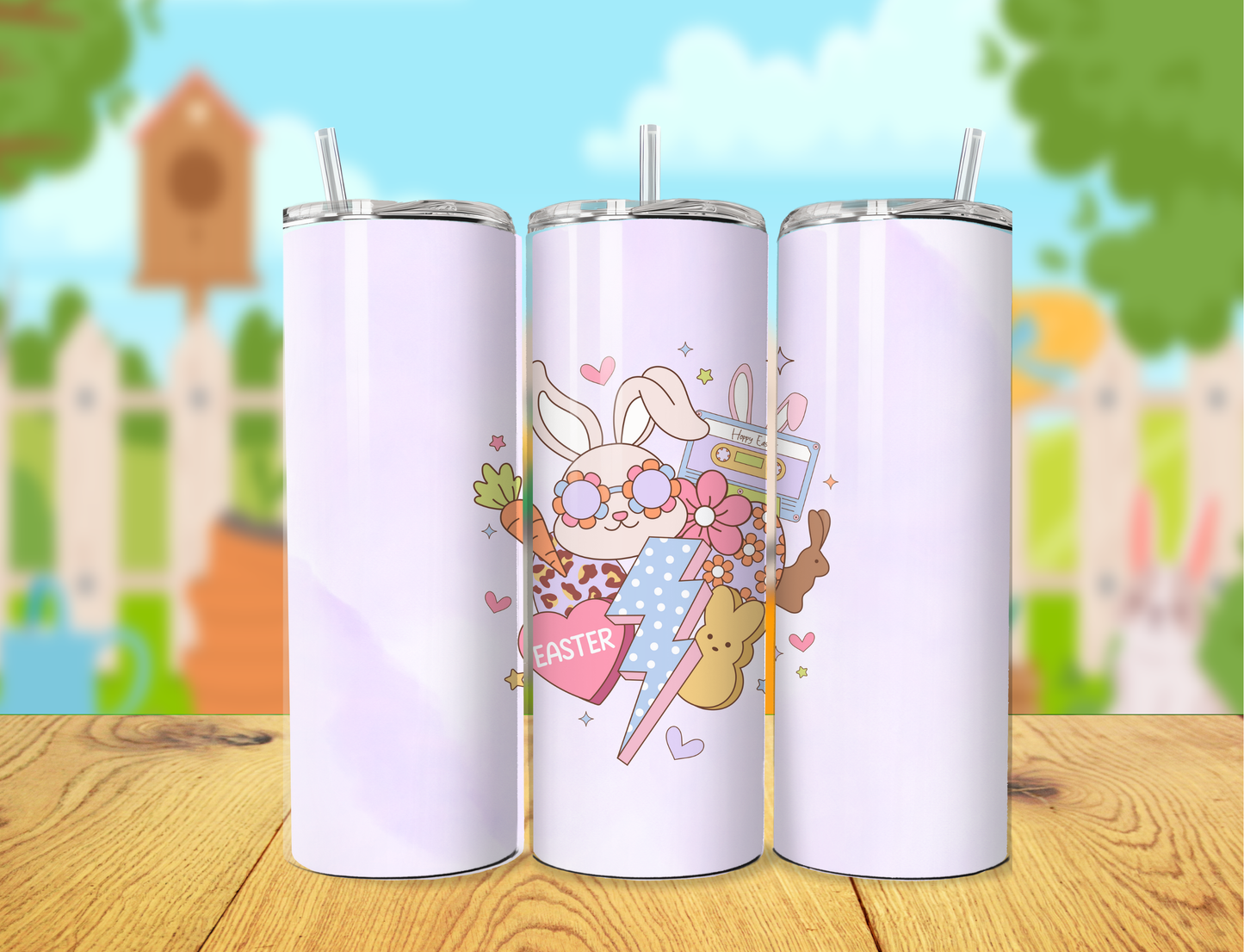 Retro Easter Bunny Collage Tumbler