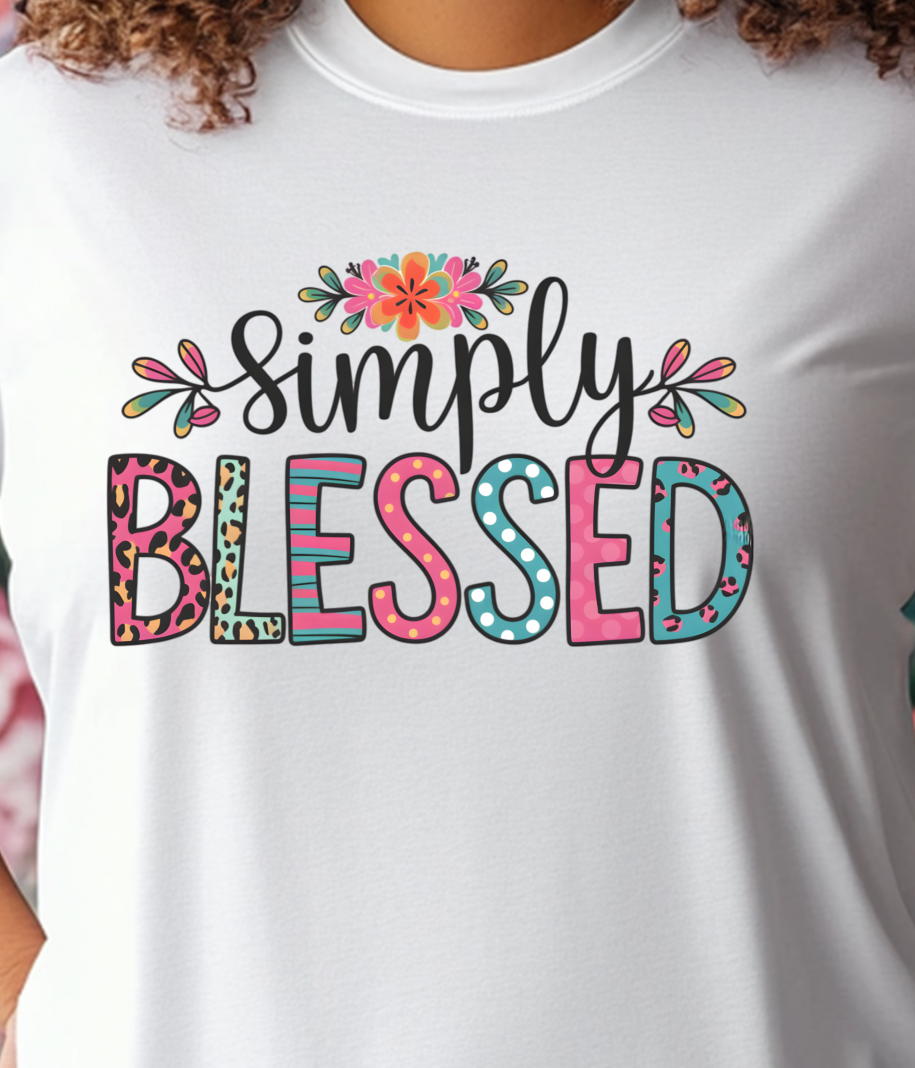 Simply Blessed Shirt E36 - Screenprinted