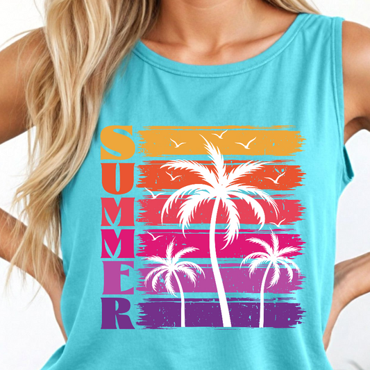 Summer Palm Brushstrokes Shirt - Screenprinted SUM37