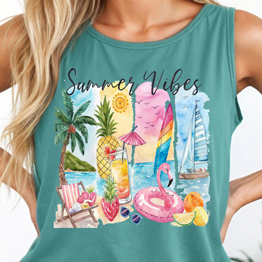 Summer Vibes Brushstroke Shirt - Screenprinted SUM40