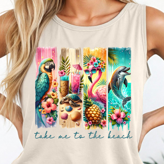 Take Me To The Beach Brushstroke Shirt - Screenprinted SUM48