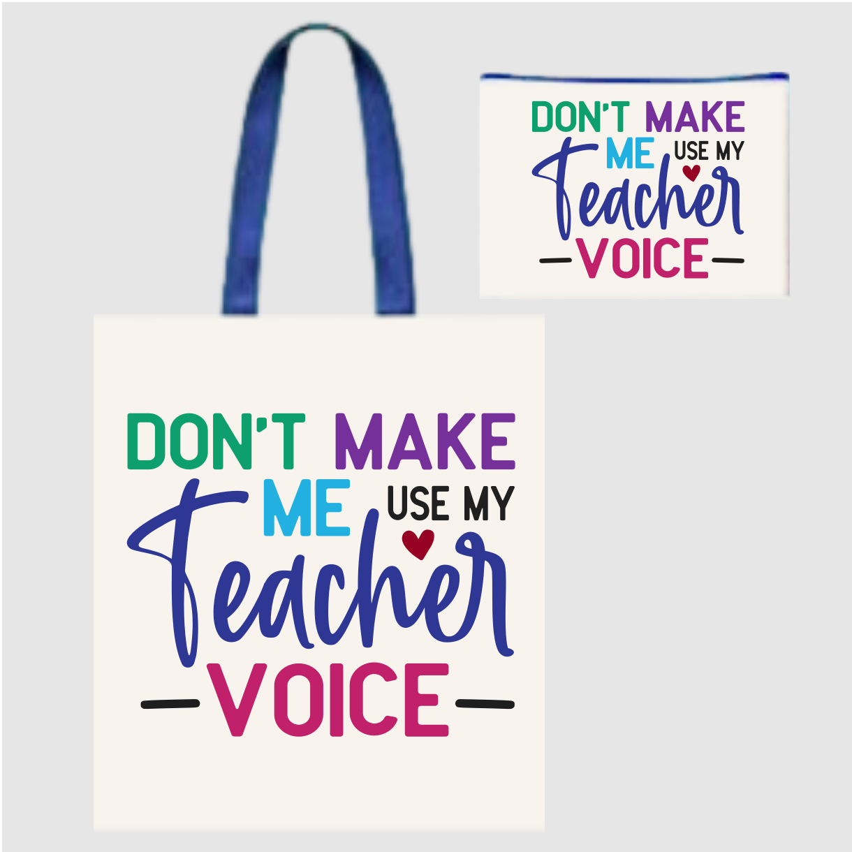 Sublimated Canvas Tote Bag with Matching Makeup Bag Duo