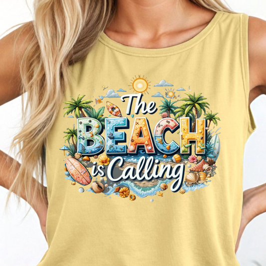 The Beach Is Calling Shirt - Screenprinted SUM50