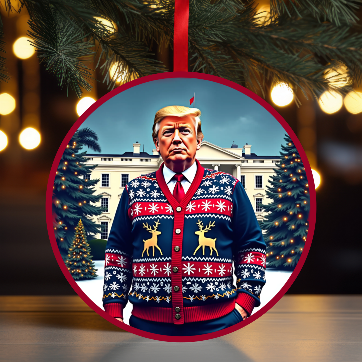 Trump Deer Sweater Ornament OR119 - Sublimation