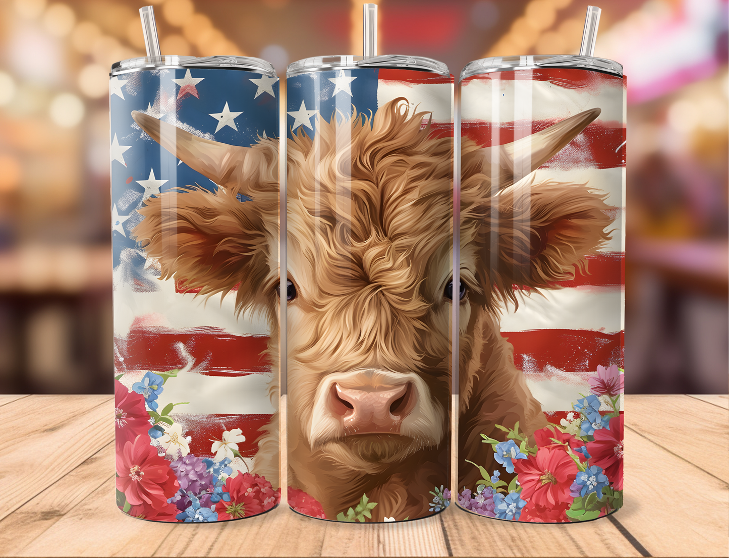 3D Highland Cow Front Tumbler