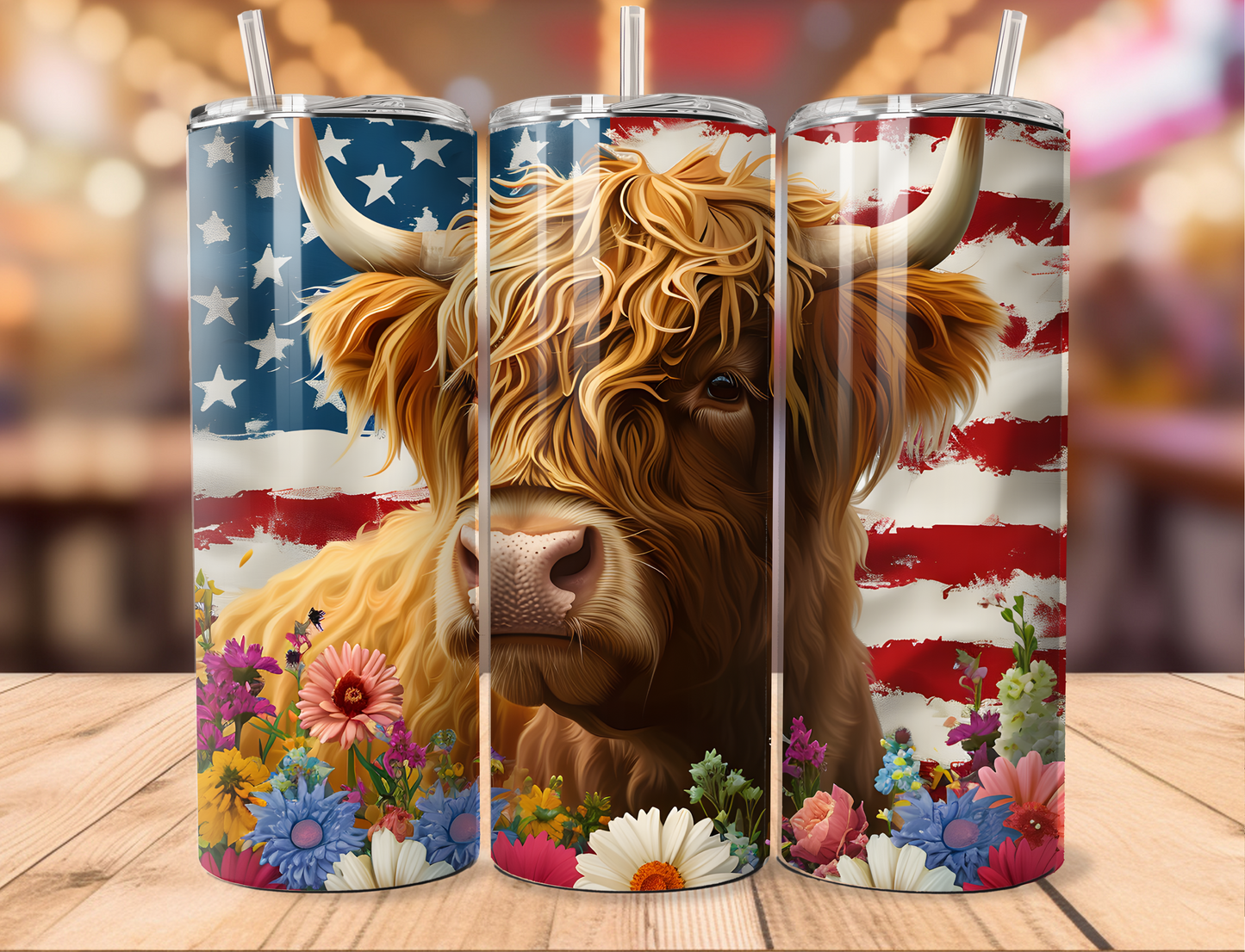 3D Highland Cow Side Tumbler