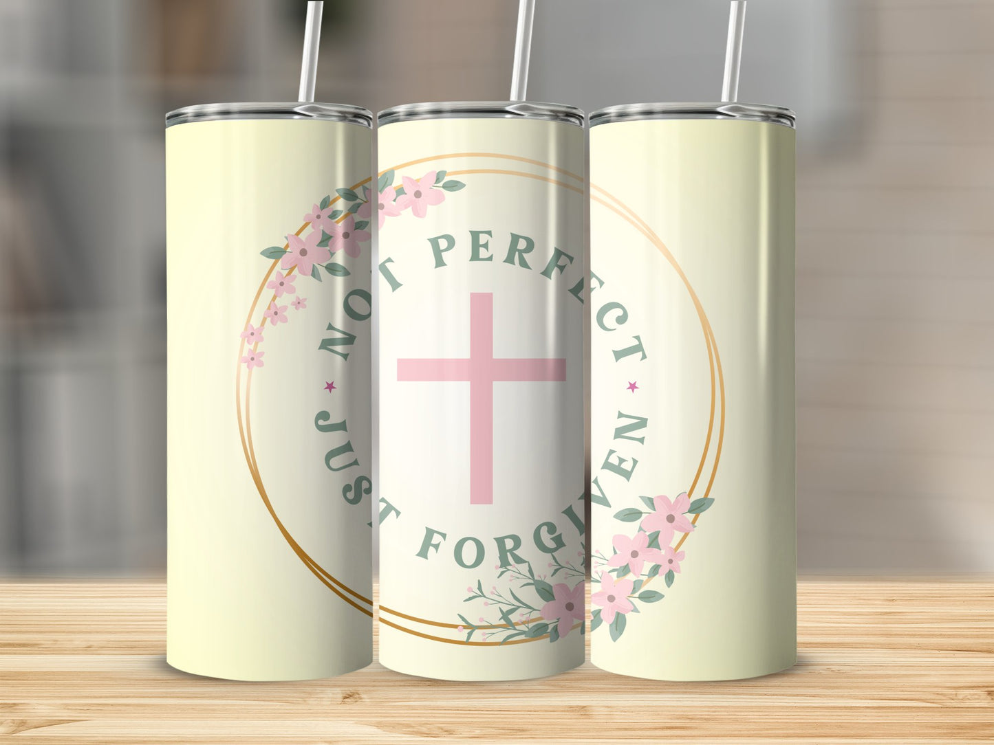 Not Perfect Just Forgiven Circle Tumbler