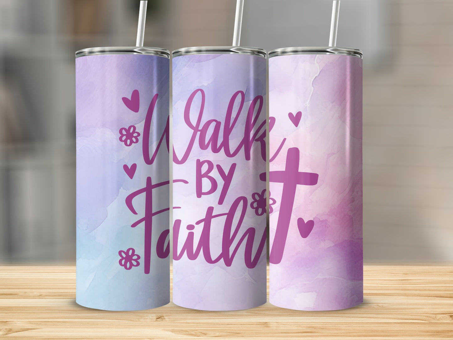 Walk By Faith Purple Tumbler