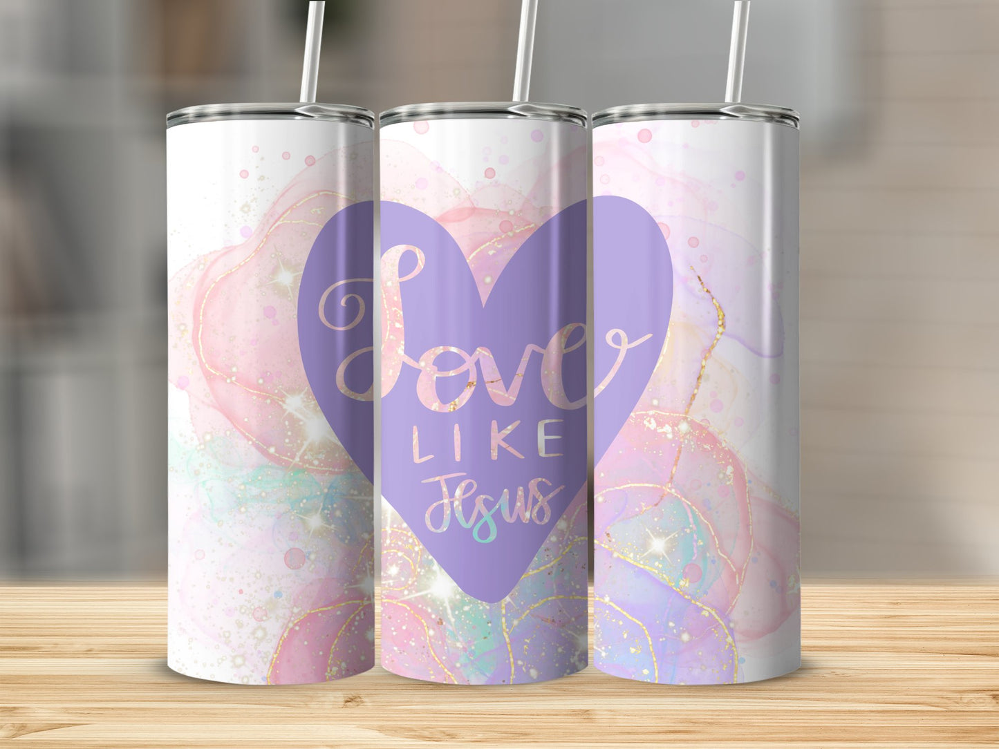 Love Like Jesus Purple Heart Tumbler