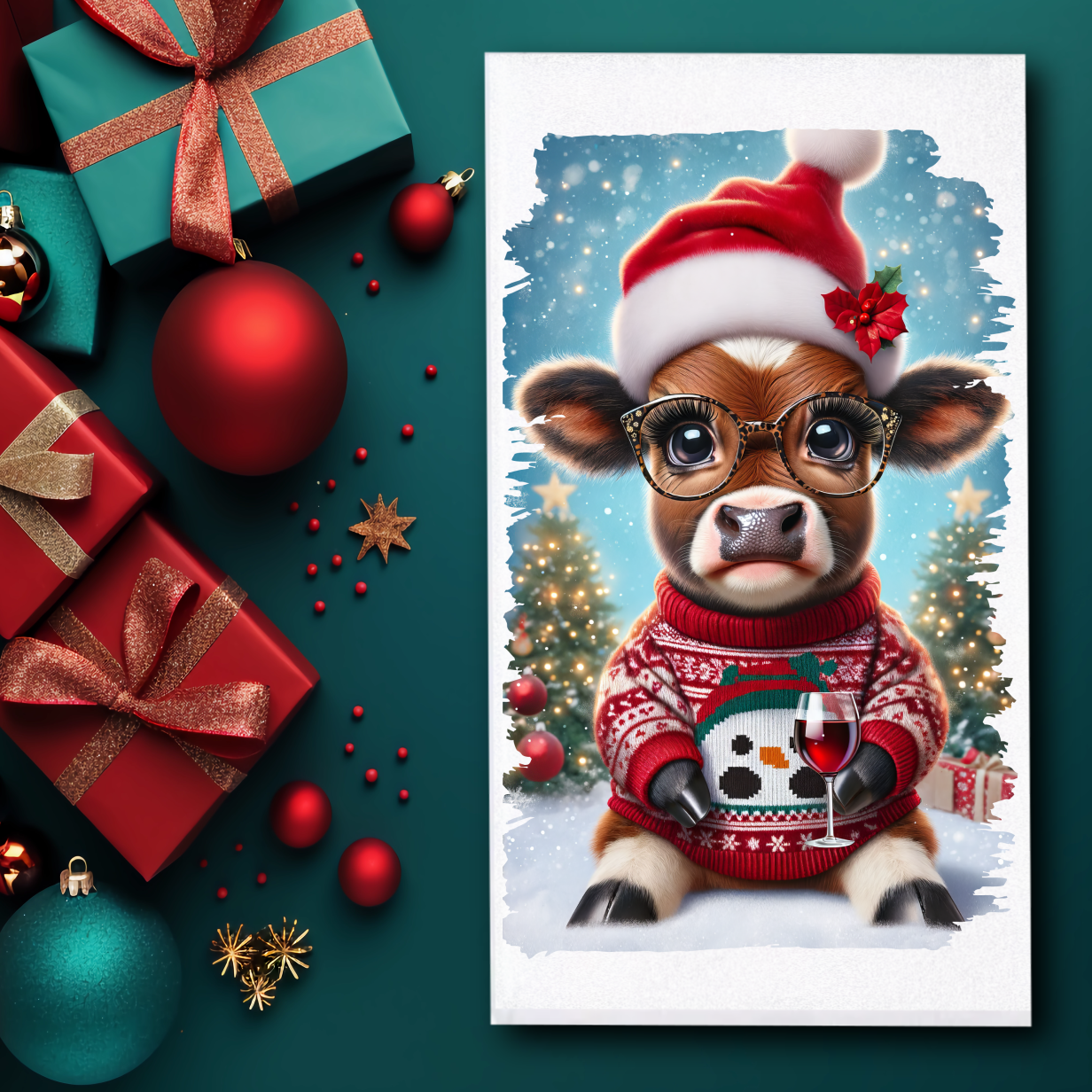 Cow Christmas Towels/Towel Set - Sublimation