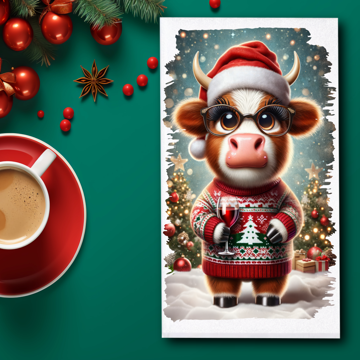 Cow Christmas Towels/Towel Set - Sublimation