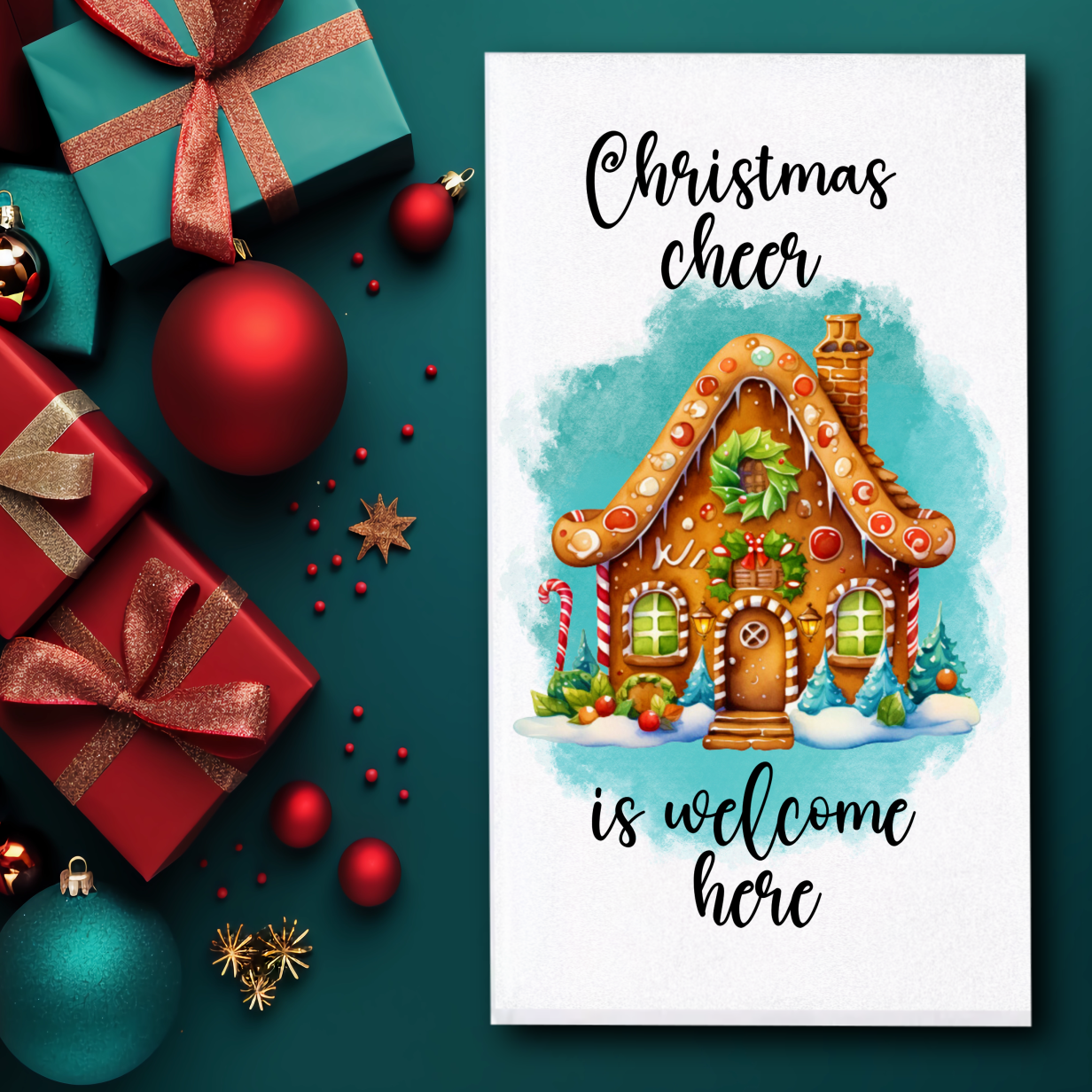 Christmas Cheer Welcome Here Towel - Sublimation