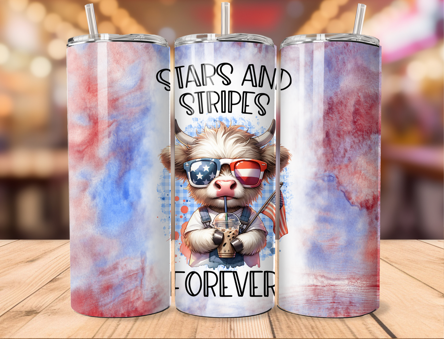 Cloudy Stars and Stripes Forever Tumbler