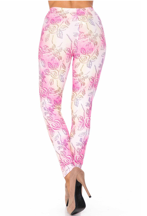 Creamy Soft 3D Pastel Ombre Rose Leggings