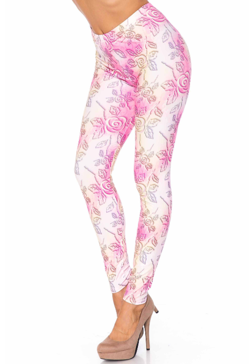 Creamy Soft 3D Pastel Ombre Rose Leggings