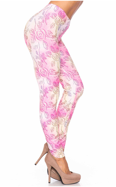 Creamy Soft 3D Pastel Ombre Rose Leggings