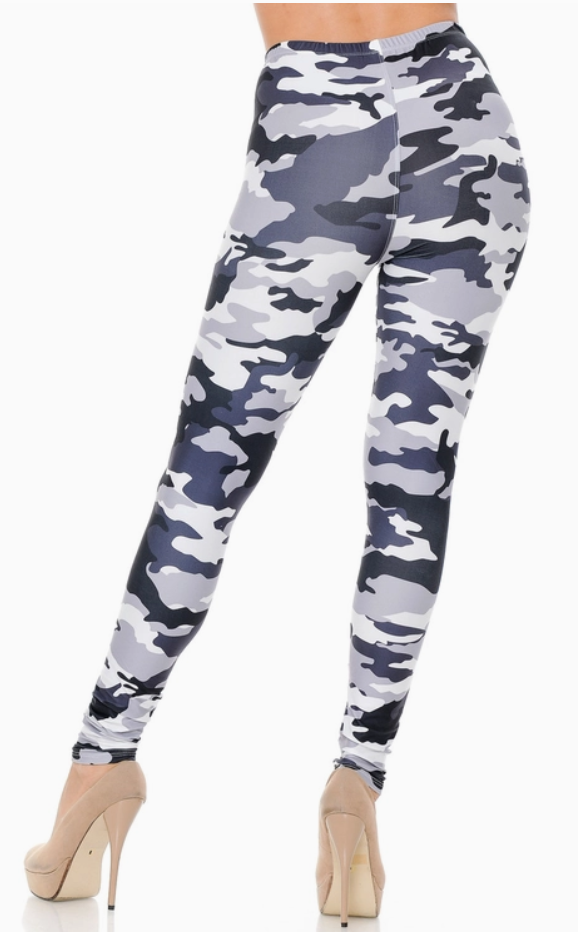 Creamy Soft Black and White Camouflage Leggings