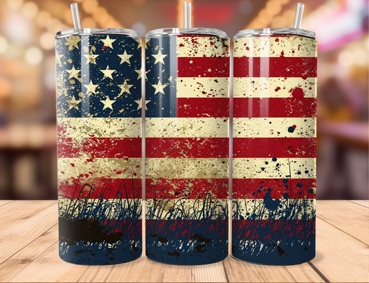 Distressed Flag w Grass Tumbler